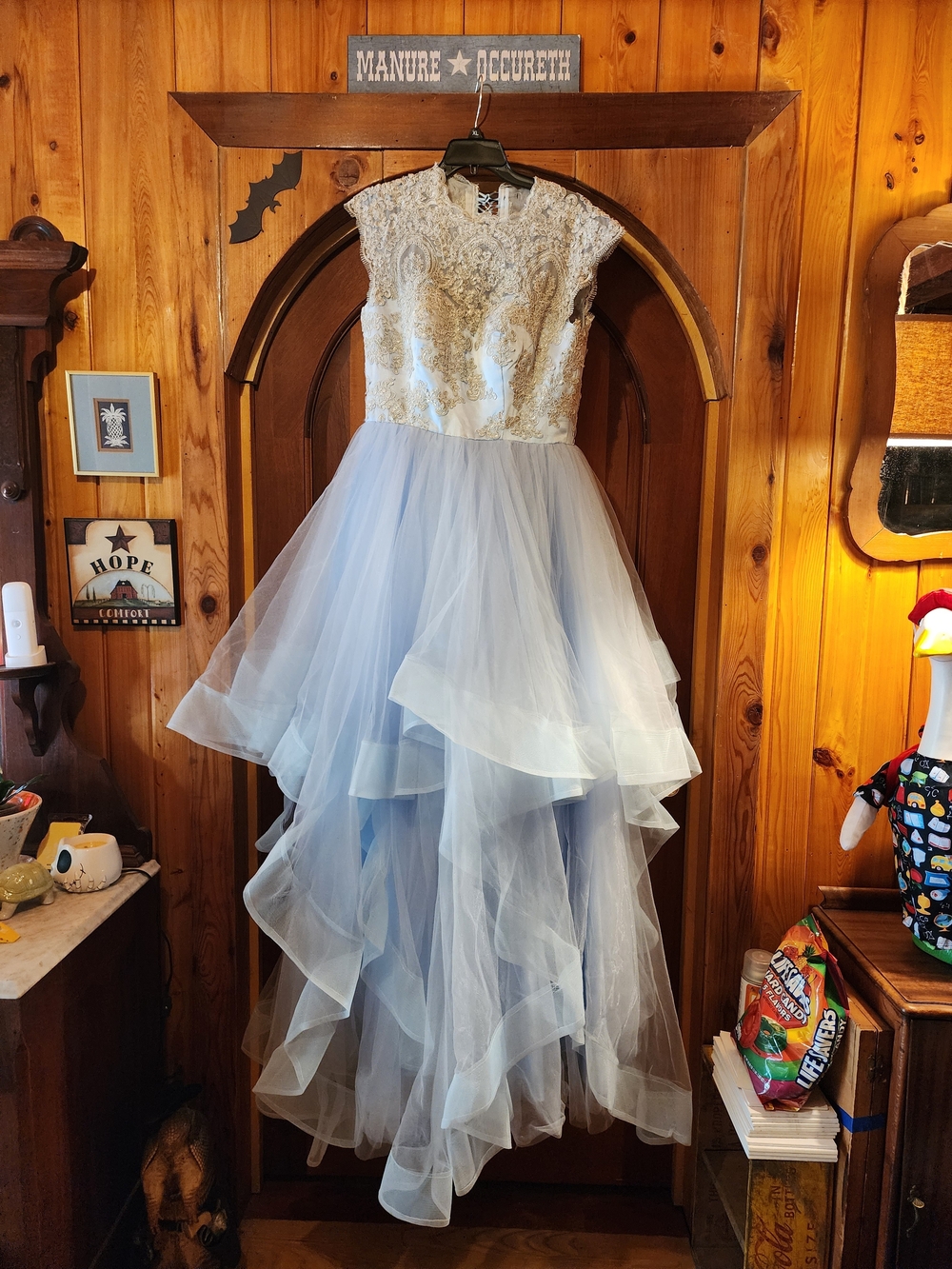 Elegant Blue Tulle Quincenanera Dress with Embroidered Bodice